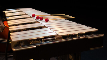 Vibraphonist playing jazz on stage jazz concert 
