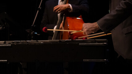 Vibraphonist playing jazz on stage jazz concert 