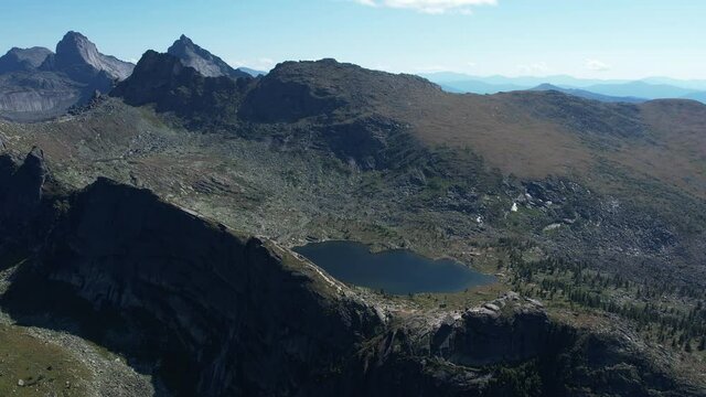 Mountain landscape in the national park, aerial filming