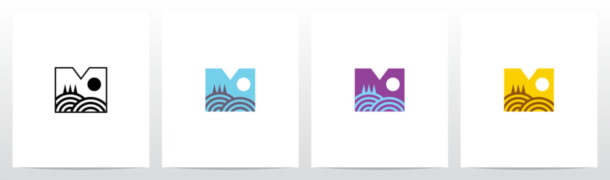 Hill With Trees Letter Logo Design M