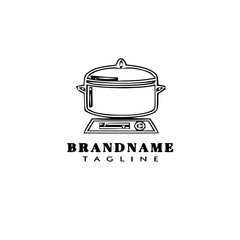 boiling water logo cartoon icon design black isolated vector illustration