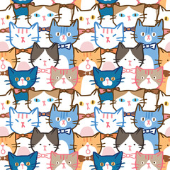 Seamless Pattern of Cartoon Cat Illustration