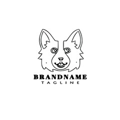 border collie dog logo cartoon icon design template black isolated vector flat