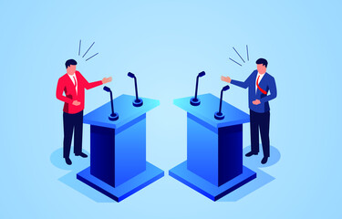 Isometric red and blue sides being debated