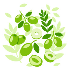 Green Olive elements abstract vector design background