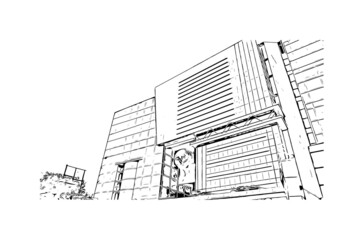 Building view with landmark of Kolkata is the 
city in India. Hand drawn sketch illustration in vector.