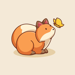 hand drawn cute fox illustration design vector
