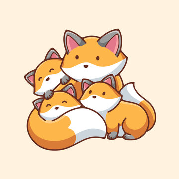 hand drawn cute fox illustration design vector