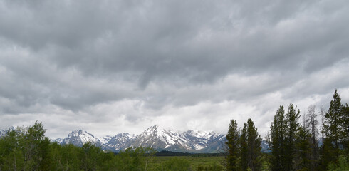 Late Spring in Grand Teton National Park: Window Peak, Traverse Peak, Rolling Thunder Mountain and...