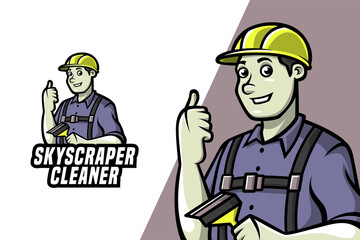 Skyscrapper Cleaner - Mascot Logo Template