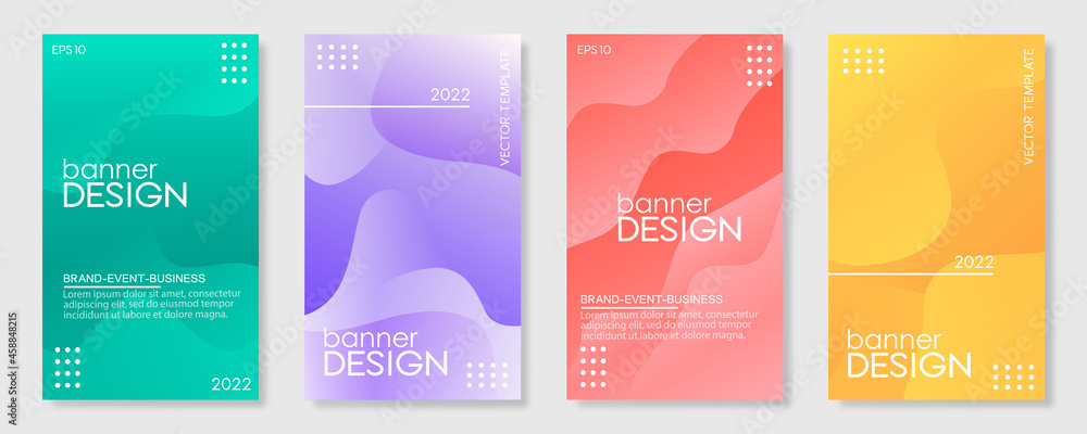 Poster set of colorful business banner design templates. abstract dynamic liquid waves background for prese