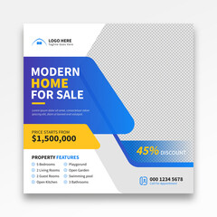 Real estate house sale property business promotional social media post, instagram post, facebook post, square web banner design template