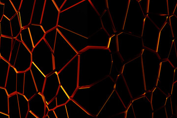 3D illustration  orange mesh. Grunge texture. Abstract chaotic grunge geometric pattern. Bright contrast color hand drawn ornament textured background.