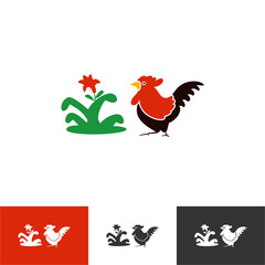 chicken bowl meat mangkuk ayam chicken grass flower symbol icon illustration