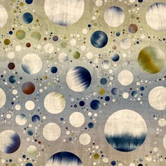Seamless abstract circle geo pattern surface print. High quality illustration. Gorgeous design of random packed circles filled with tie dye patches. Psychedelic modern floor swatch. Textured material.
