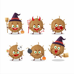 Halloween expression emoticons with cartoon character of beta coronavirus