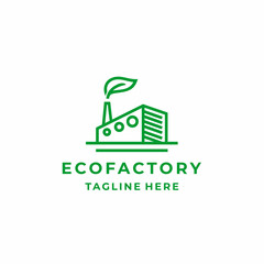 Obraz premium Line art eco Factory logo design. Modern industrial logo design