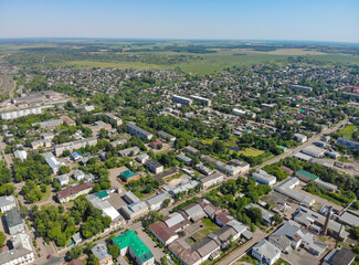 Aerial view of the city in summer (Kotelnich, Kirov region, Russia)