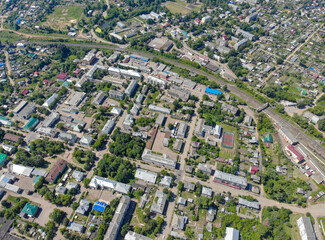 Fototapeta na wymiar Aerial view of the city in summer (Kotelnich, Kirov region, Russia)