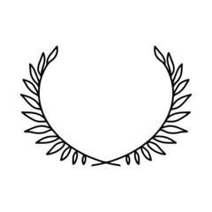 Fototapeta na wymiar Laurel wreath. Vector hand drawn laurel wreath isolated on white background. Doodle style. Outline floral frame.