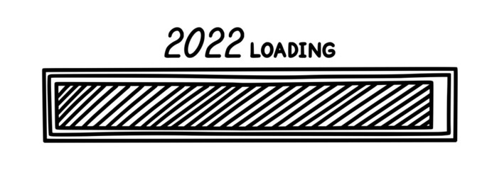 Christmas 2022 progress loading bar. Infographics design element with green status of completion. Hand drawn vector illustration isolated in white background