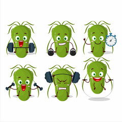 Obraz premium A healthy contagious cartoon style trying some tools on Fitness center