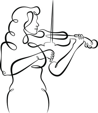 Musician plays the violin.One continuous line.
Portrait of a musician.
One continuous drawing line logo isolated minimal illustration.