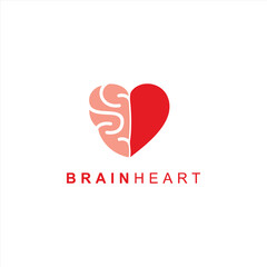Heart Brain Flat Logo. Modern logo isolated on white background. Simple vector illustration for graphic or web design.