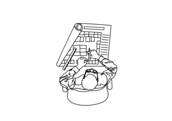 Vector design of a sketch of a person who is designing or drawing