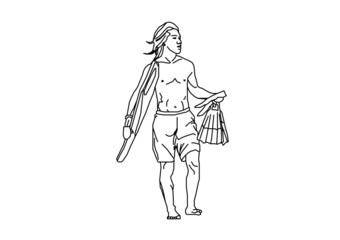 Fototapeta na wymiar Vector design of a shirtless man sketch