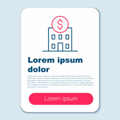 Line Bank building icon isolated on grey background. Colorful outline concept. Vector