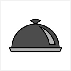 Restaurant dish icon isolated. Food delivery. Tray. Covered food. Clip art. Vector stock illustration. EPS 10