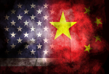 It combines the American flag and the Chinese flag, telling the concept of communication and...