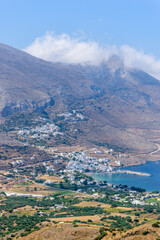 Panorama view of Aegiali and Lagada village in  Amorgos island  Greece