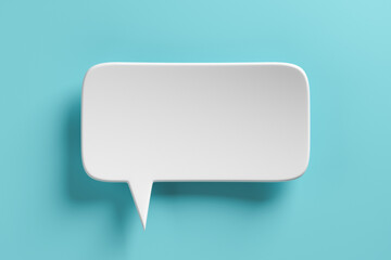 Fototapeta premium Empty white speech bubble on a blue background. 3D rendering
