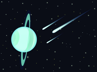 Multiple comets to hit Uranus planet vector © webstocker