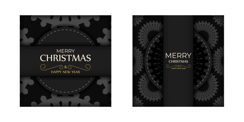 Template Greeting Brochure Merry christmas black color with luxury pattern