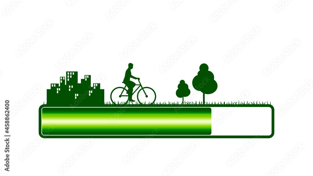 Poster progress or loading bar with man on bicycle
