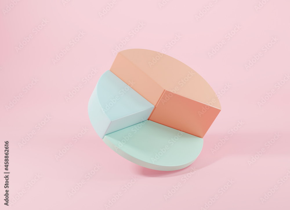 Fototapete Donut chart graph growth diagram Infographics elements analysis on pink background, Business info empty circle graphics pie donut table, finance web design template, 3D rendering illustration