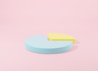 Donut chart graph growth diagram Infographics elements analysis on pink background, Business info empty circle graphics pie donut table, finance web design template, 3D rendering illustration