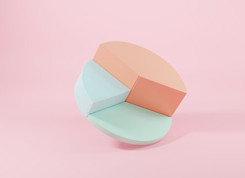 Donut chart graph growth diagram Infographics elements analysis on pink background, Business info empty circle graphics pie donut table, finance web design template, 3D rendering illustration