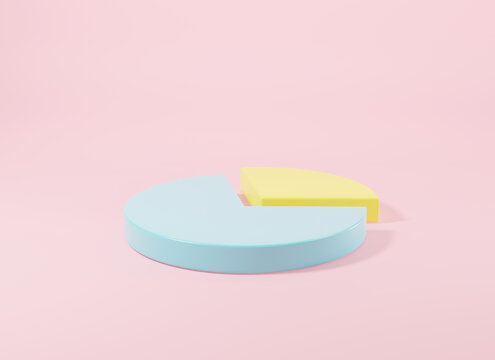 Donut chart graph growth diagram Infographics elements analysis on pink background, Business info empty circle graphics pie donut table, finance web design template, 3D rendering illustration