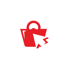 Shopping Bag and Arrow Cursor Click Icon for Online Store Logo Design
