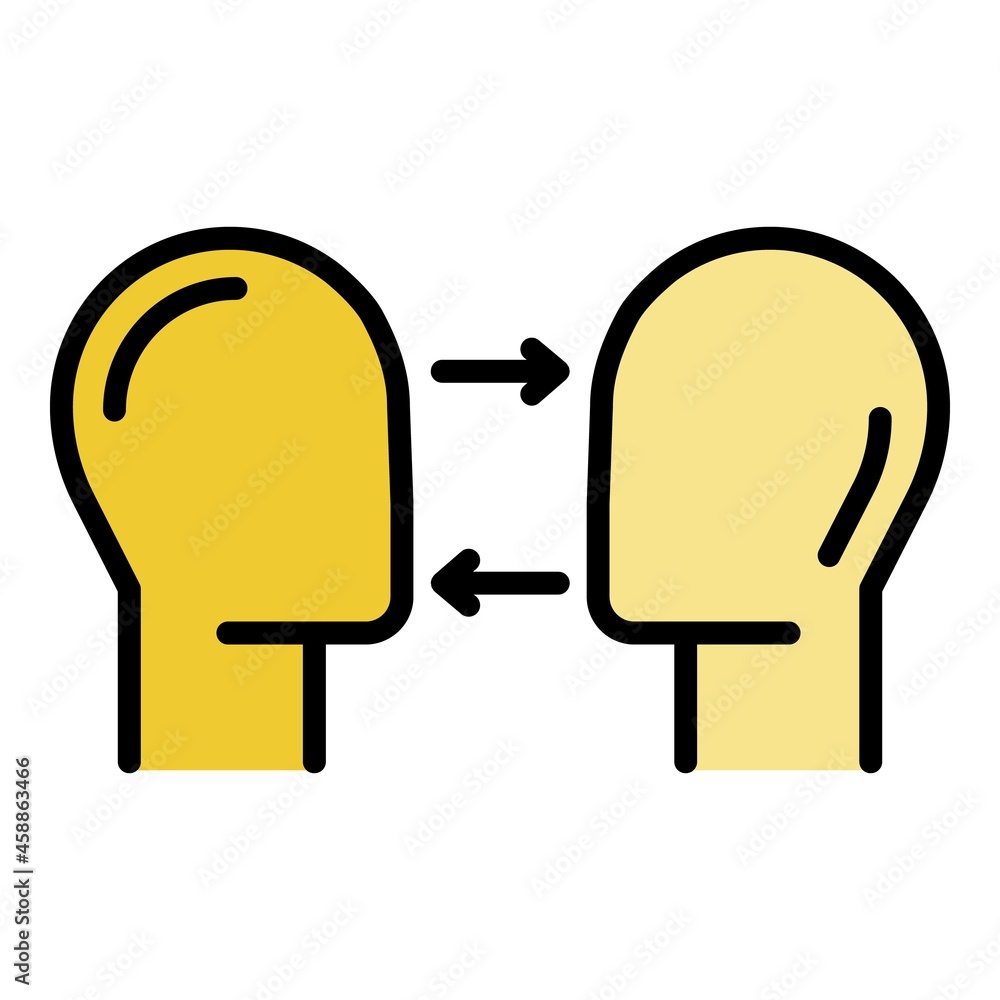 Poster two heads and arrows icon. outline two heads and arrows vector icon color flat isolated