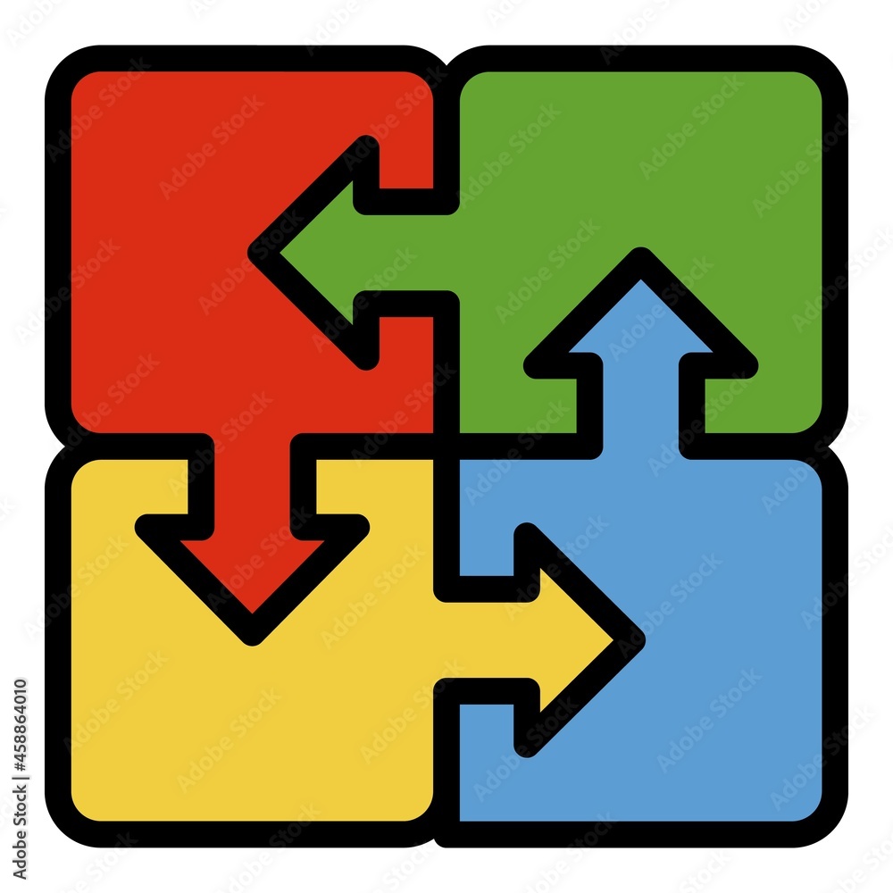 Poster arrow puzzle icon. outline arrow puzzle vector icon color flat isolated