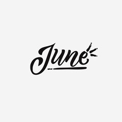 Vector illustration sticker text of june