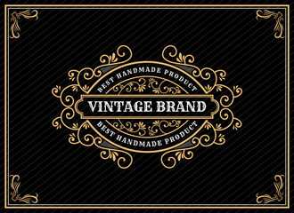 Vintage ornamental vector with floral ornament Suitable for whiskey, liquor, beer, brewery, wine, barber shop, coffee shop, tattoo studio, salon, boutique, hotel, shop signage engraving illustration