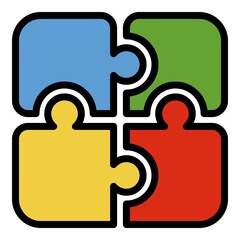 Jigsaw pieces icon. Outline jigsaw pieces vector icon color flat isolated