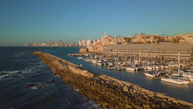 Jaffa Aerial view on a sunset. Tel Aviv, Israel
