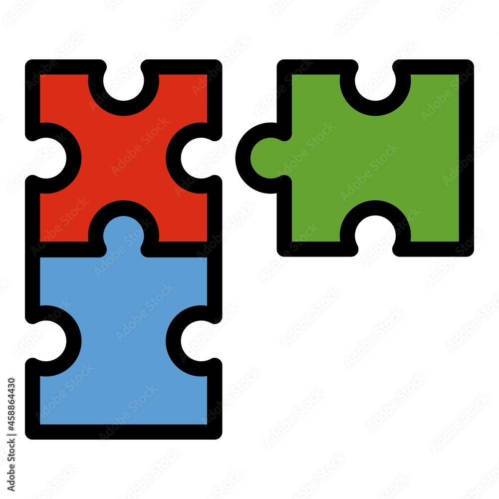 Poster puzzle development icon. outline puzzle development vector icon color flat isolated